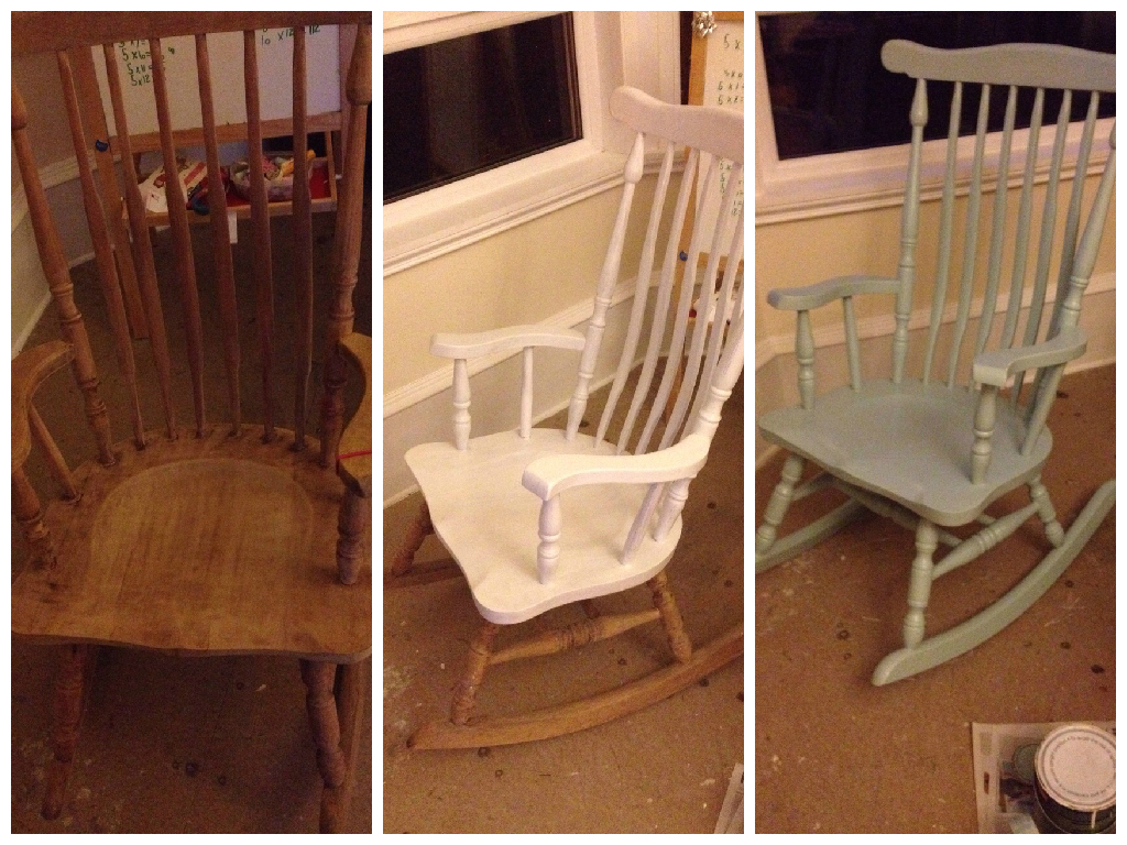 Illustrating the work involved in stripping and repainting a rocking chair