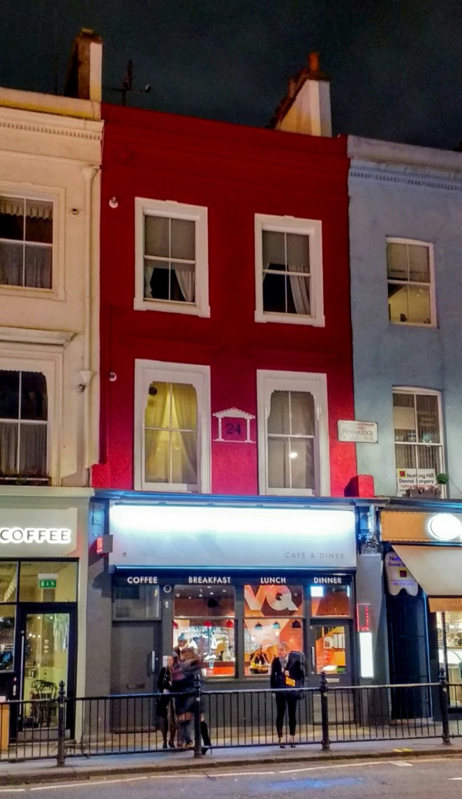 Facade of VQ in Notting Hill at night